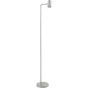 Leeslamp Burgos met 3 standen | 1 lichts | grijs / staal / zilver | metaal | 134 cm hoog | Ø 20 cm voet | staande lamp / vloerlamp | modern design