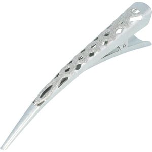 Haarsoires Duckklem Haarspeld 13cm – Basic – Opengewerkt Glitter – Metaal – Zilver - Sterke Haarclip voor Styling & Dagelijks Gebruik - Hair Clip - Decoratieve Haaraccessoire