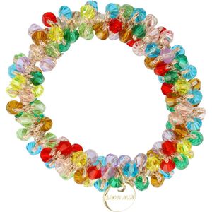 Haarsoires Haarelastiek – Bedekt met Facetkralen - Geel Blauw Groen Roze Rood