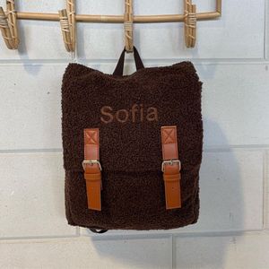 Gepersonaliseerde Adalletti teddy rugzak kids | brown/bruin rugtas | rugzak met naam | schooltas met naam | tas | kinderen | peuter | kleuter| teddy | bruin | coffee  | baby en kind