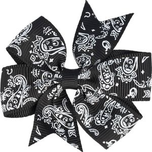 Haarspeld Duckklem Strik Stof 6,5cm Paisley Print Zwart Wit Haarklem Haarclip Haar Speld Klem Hair Bow Clip