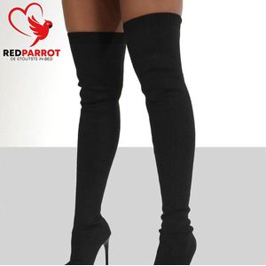 Prachtige zwarte Naaldhakken met hoge Kousen | Erotische Laarzen met hoge Hakken| Sexy Laars | Hak Hoog | Tot aan de Knie | Naaldhak | Deluxe