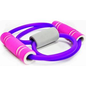 Elastische weerstandsband met schuimhandvat - Spanband voor buik - Paars - Taille - Arm - Fitnesstraining - Gymfitness - Yoga - Pilates - Geschikt voor beginners - D&L Merchandise