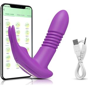 Luxe Clitoris en G-spot vibrator - 3 in 1 - Telefoon bestuurbaar - 360 graden Roterend - Thursting - Vibrerend - 9 vibratiestanden - 11.6CM inbrenglengte - Diameter 3CM.