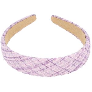 Haarband Diadeem Geweven Ruit Print Stof Glitter Lila Paars Hoofdband Patroon Purple