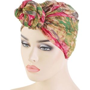 Hoofddeksel – Tulband – Roze/Groen– Muts – Hoofddoek  – Hoofdband – Hijab – Headwrap – Slaapmuts – Slaap cap – Haarband – Haarverzorging