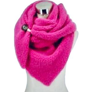 Driehoekige Sjaal - Teddy - Dikke Kwaliteit - Roze - 160 x 80 cm (2322#)