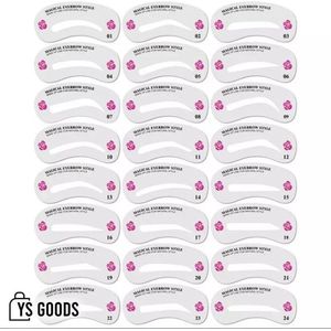Wenkbrauw Stencil, Wenkbrauw Stempel & Wenkbrauw Tattoo – 24 Herbruikbare Sjablonen en Vormen – Make-up Tool voor Perfecte Wenkbrauwen