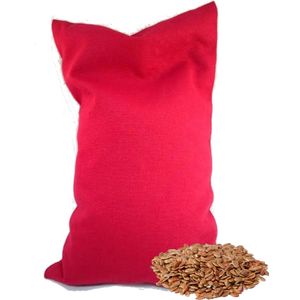 Ecologisch Lijnzaadkussen 30 x 20 cm (Rood), voor soepele spieren en ontspanning - Wijn Rood - wasbaar hoesje