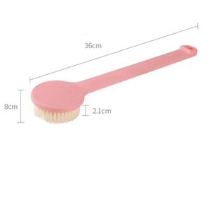 Japanse stijl badborstel badborstel rug vraagt ​​niet om hulp lange steel volwassen kinderen zacht haar bad bad scrub rugborstel (roze)