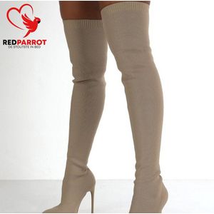 Prachtige beige Naaldhakken met hoge Kousen | Erotische Laarzen met hoge Hakken| Sexy Laars | Hak Hoog | Tot aan de Knie | Naaldhak | Deluxe