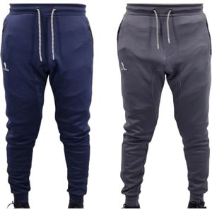 Hitman Joggingbroek Heren - 2-Pack - Trainingsbroek Heren - Met Rechte Pijpen - Pyamabroek Heren - Zware Kwaliteit - Katoen - Oversized Fit - 1 x Light Grijs & 1 x Blauw - Maat XL