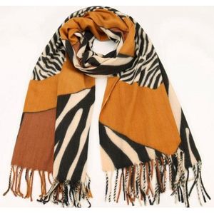 Lange Warme Dames Sjaal - Zebraprint - Bruin - 180 x 70 cm (2254#)