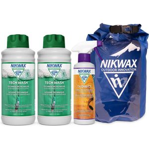 Nikwax ""Voordeelpakket"" - 2x Tech Wash 1L & 1x TX.Direct Spray-on 300ml - 3-Pack + Extra Dry Bag 10L