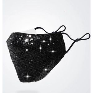 Mondkapjes met pailletten zwart