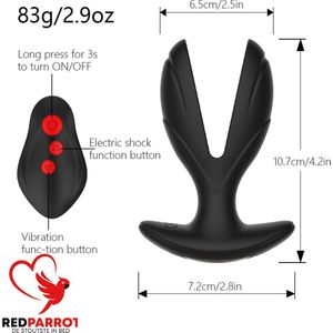 Vibrerende buttplug met elektrische schok | E-stim plug | Anaalplug Electro | Afstandsbediening | Vibratie kontplug | Anus | Anaal | Stroom | Stroomschok