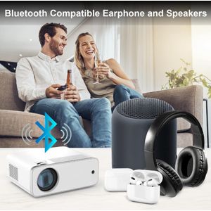 Mini Beamer - Streamen vanaf je telefoon - Wifi - Input tot 1080P Full HD - Bluetooth Audio - Projector - Mini Projector - HDMI - USB - Wit - Smartphone - Draagbaar - Ingebouwde speaker