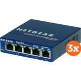 Netgear GS105 3-Pak (5 ports), Netwerkschakelaar