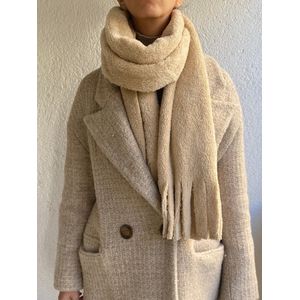 Sjaal teddy - wintersjaal - beige sjaal - pluche sjaal