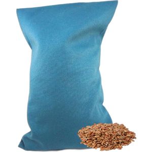 Ecologisch Lijnzaadkussen 30 x 20 cm (blauw), voor soepele spieren en ontspanning - Azuurblauw - wasbaar hoesje