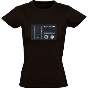 Muziek mixer Dames T-shirt | geluid | DJ | geluidstechnicus | muzikant | festival | feest | Zwart