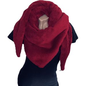 Driehoekige Sjaal - Teddy - Dikke Kwaliteit - Rood - 165 x 75 cm