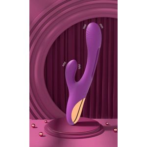 Vibrator - 3 in 1 - Rabbit Finger Patting - Clitoris en G-Spot Stimulatie - Intense - Siliconen Sex Toy voor Vrouwen - Dildo - Paars - Cadeau - Voor hem- Voor haar-Feestdagen-Cadeau