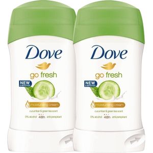 Dove Go Fresh Cucumber GreenTea Deodorant Stick - 2 x 40 g - Deodorant Vrouw Voordeelverpakking