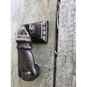 Bijzondere deurklopper als 'hand', metaal, bronslook