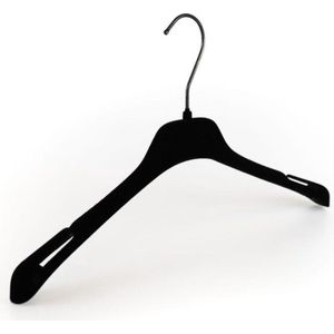 [Set van 5] Luxe fluwelen zwarte kledinghangers / kleerhangers met zwarte haak , 42cm breed