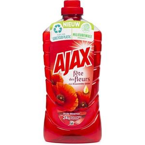 AJAX Allesreiniger Met Essentiële Oliën - Rode Bloemen - 24u Natuurlijk Frisheid - 1Liter