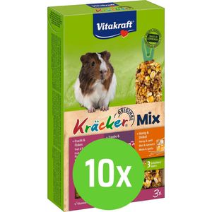 10x Vitakraft Trio Mix druif/noot-groente/biet-popcorn/honing-kräcker dwergkonijn 3in1