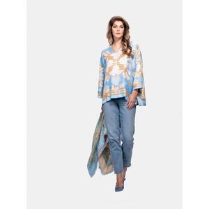 Mucho Gusto - Seta - Blouse - Blauw/Ecru - Ketting en Kwasten Print
