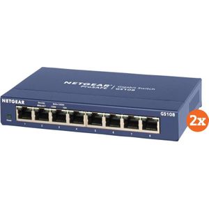 Netgear GS108 Duo Pack (8 ports), Netwerkschakelaar, Grijs