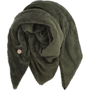 Driehoekige Sjaal - Teddy - Dikke Kwaliteit - Olijfgroen - 165 x 75 cm