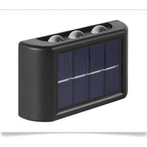 6x Solar Wandlamp - Buiten - Zonne-energie - 6 LED's - Set van 6 Stuks - IP65 - Op en neer lichtgevende verlichting - Warm licht - Waterdicht