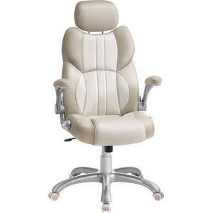 Signature Home Bossy Bureaustoel - gamingstoel - verstelbare hoofdsteun - kantelfunctie bureaustoel - verstelbare armleuningen - automatische remwielen - in hoogte verstelbaar - crème wit