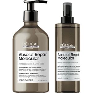 L`Oreal Professionel - Absolut Repair Molecular - 500ML - Beschadigd Haar Pakket - Shampoo + Pre- Treatment - Serie Expert Giftset