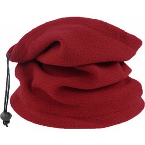 Hals warmer - Nekwarmer - Donker rood - Sjaal - fleece winter - Heren/Dames - Polar fleece bandana nekwarmer - Gezichtsmasker - Mondkopje - Wintersport - Sport - Maat: One size