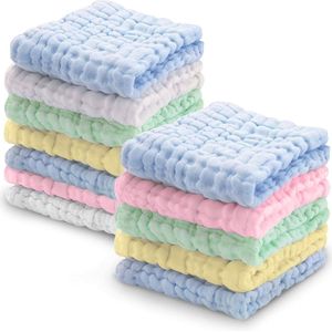 Baby - Baby Mousseline Katoenen Washandjes 10 Stuks, Super Absorberend Handdoeken, Pasgeboren Gezichtsdoekjes, Geweldig Douchegift, 30 x 30 cm