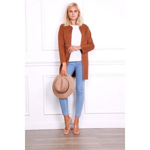 Daim vestje lang - Camel - Maat L (40)