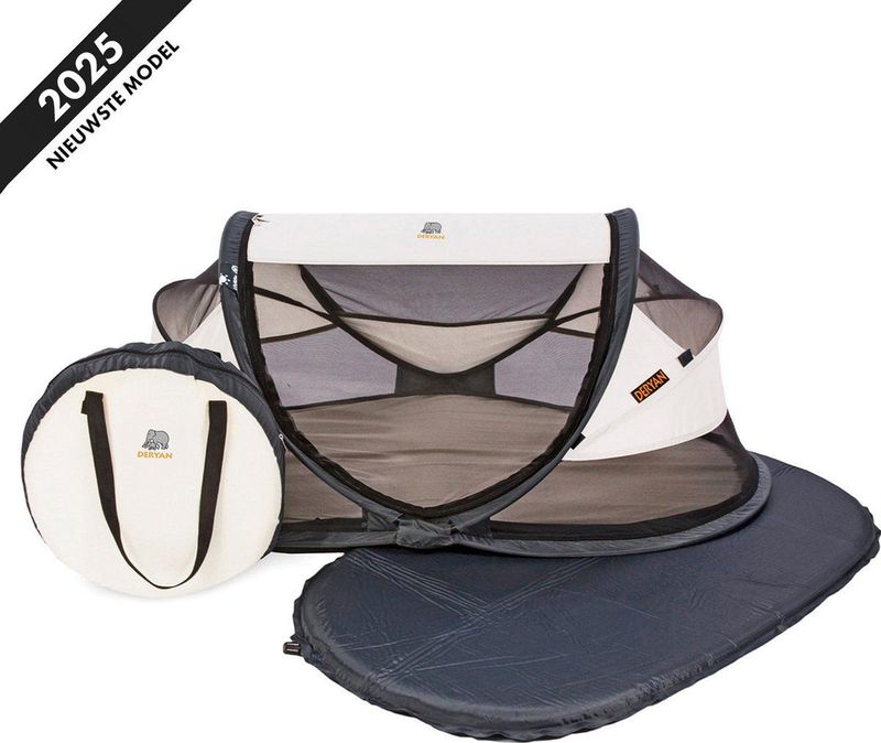 Deryan - Baby Luxe - Campingbedje - Cream - Inclusief Zelfopblaasbare Matras