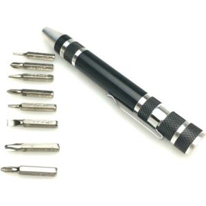 Schroevendraaier Precisie Pen - 8 Delig - Multi-Tool - Compact - Brilschroevendraaier - Telefoon Reparatie - Tool Kit - Zwart