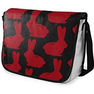 Bonamaison Digitaal bedrukte Messenger schooltas met zwarte riem voor studenten, crossbody tas, koerierstas, schoudertas voor kinderen, meisjes, jongens, maat: 29x36 cm