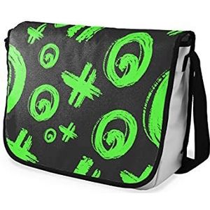 Bonamaison Digitaal bedrukte Messenger schooltas met zwarte riem voor studenten, crossbody tas, koerierstas, schoudertas voor kinderen, meisjes, jongens, maat: 29x36 cm
