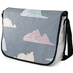 Bonamaison Digitaal bedrukte Messenger schooltas met zwarte riem voor studenten, crossbody tas, koerierstas, schoudertas voor kinderen, meisjes, jongens, maat: 29x36 cm