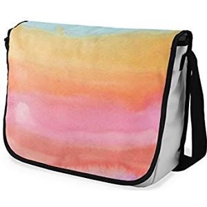 Bonamaison Digitaal bedrukte Messenger schooltas met zwarte riem voor studenten, crossbody tas, koerierstas, schoudertas voor kinderen, meisjes, jongens, maat: 29x36 cm