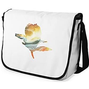 Bonamaison Digitaal bedrukte Messenger schooltas met zwarte riem voor studenten, crossbody tas, koerierstas, schoudertas voor kinderen, meisjes, jongens, maat: 29x36 cm