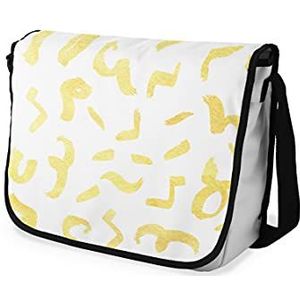 Bonamaison Digitaal bedrukte Messenger schooltas met zwarte riem voor meisjes en jongens, boodschappentassen voor scholieren, schoudertassen, grootte: 29x36 cm