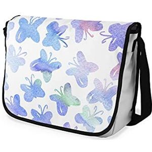 Bonamaison Digitaal bedrukte Messenger schooltas met zwarte riem voor studenten, crossbody tas, koerierstas, schoudertas voor kinderen, meisjes, jongens, maat: 29x36 cm